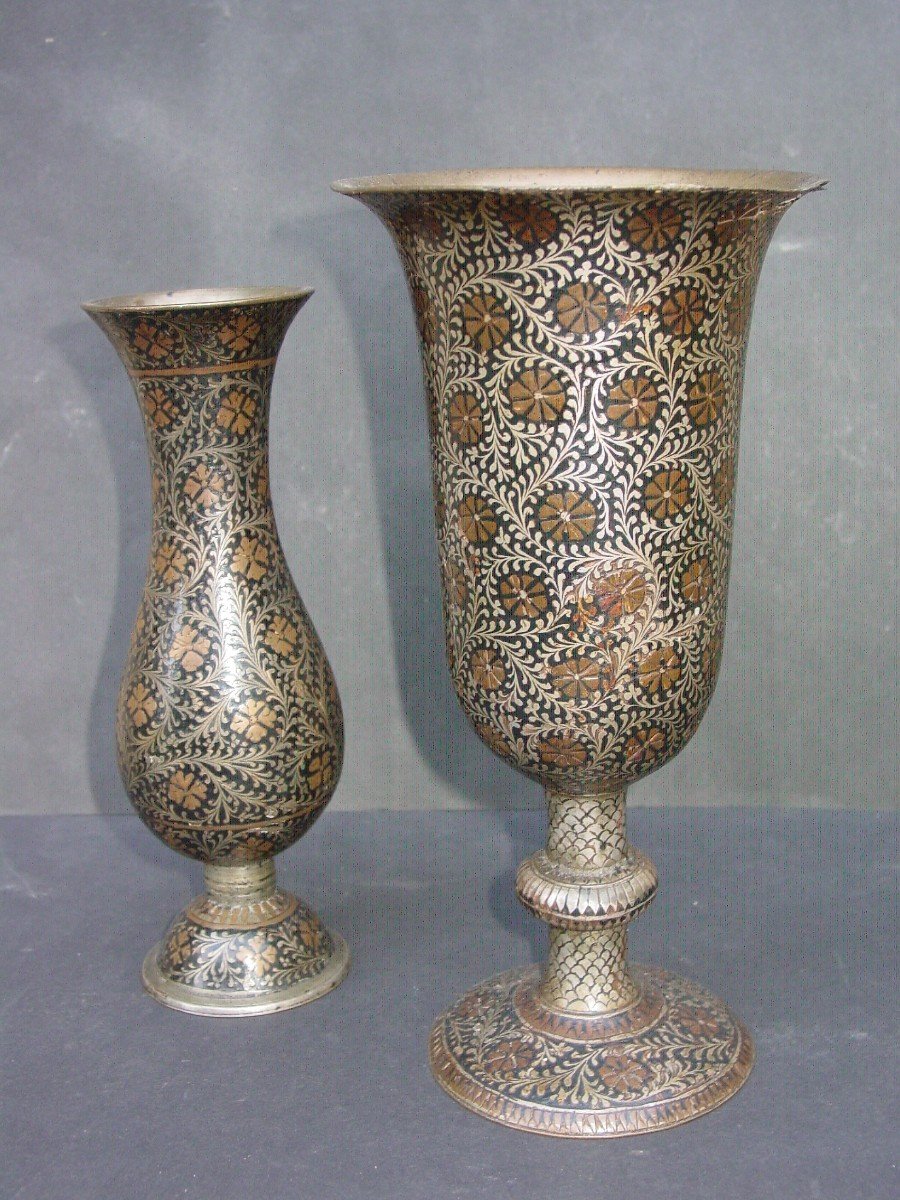 Two Vases In Bidri Iran Or India