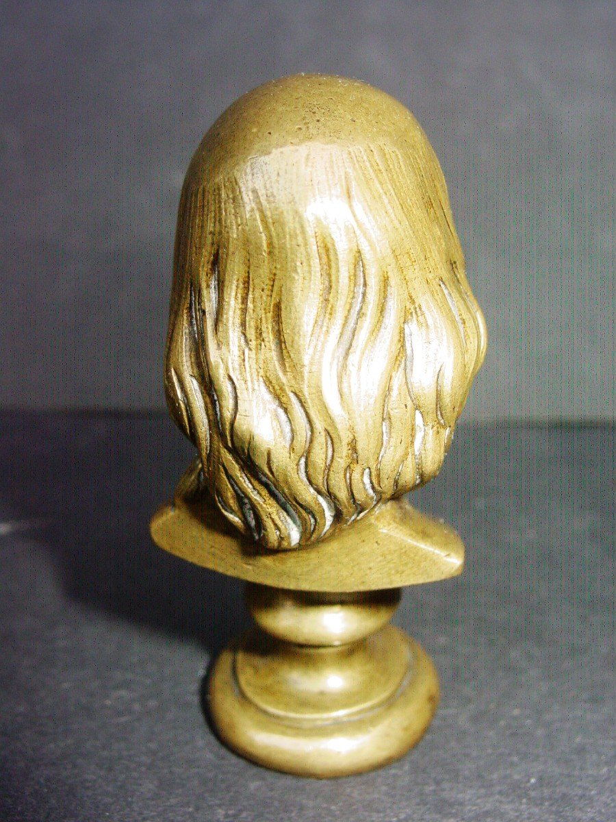 Small 19th Bronze Bust Of Benjamin Franklin (1706-1790)-photo-3