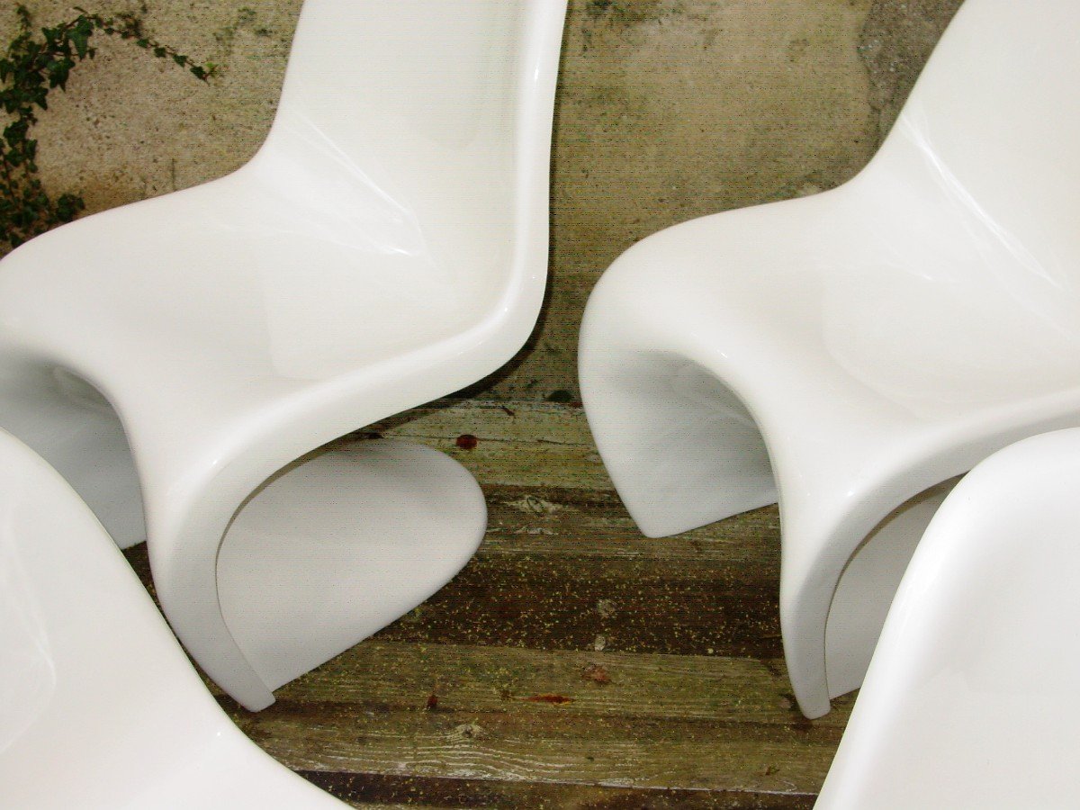 4 Panton Chair - Circa 1960 Original Lacquer Herman Miller Edition For Verner Panton Chairs-photo-4