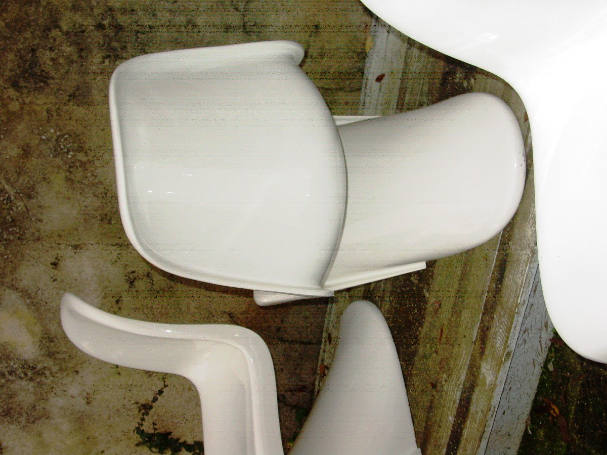 4  Panton Chair - Vers 1960 Laque d'Origine  édition Herman Miller pour Verner Panton chaises-photo-7