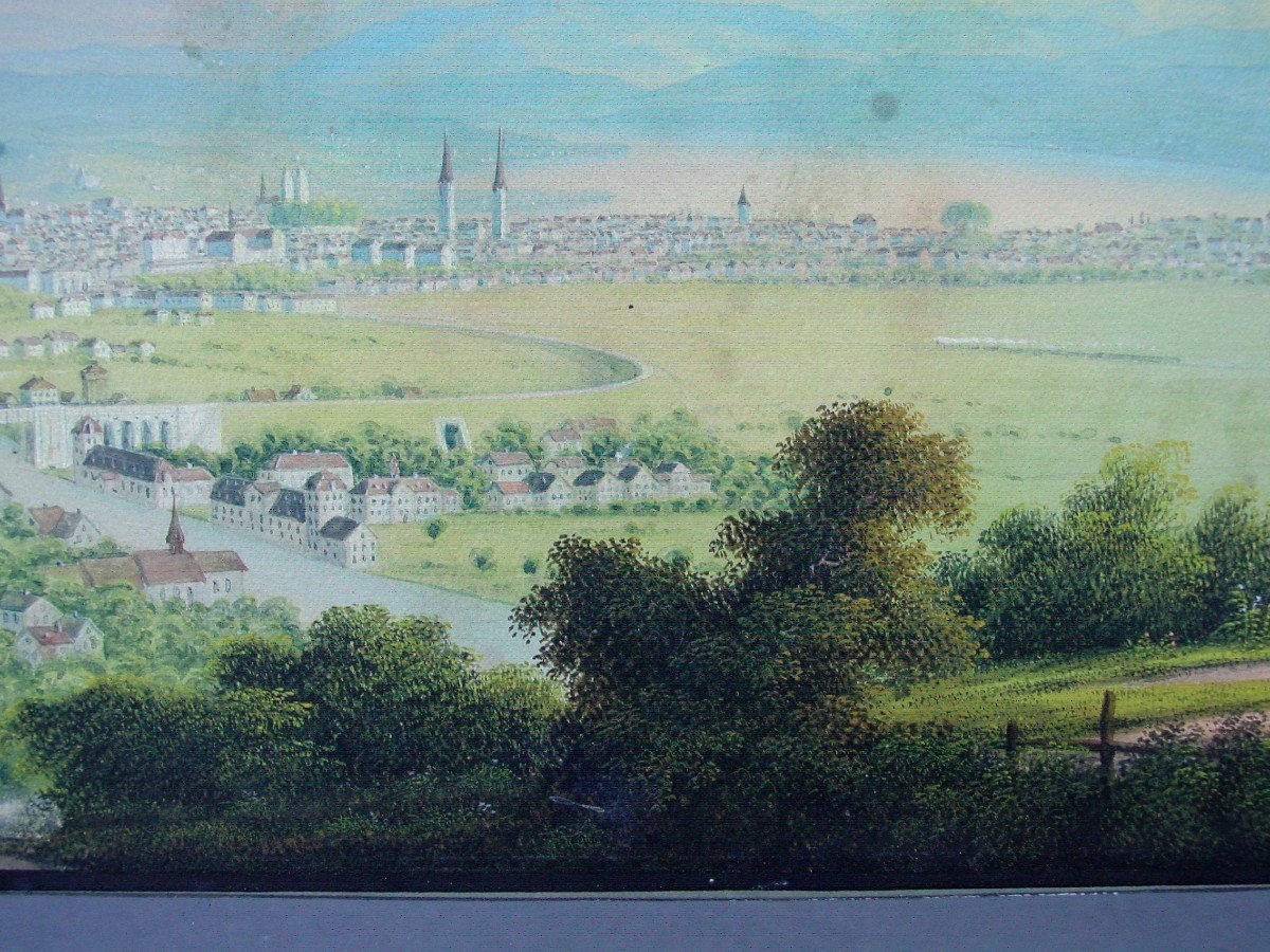 Zurich Vue Panoramique à La Gouache Vers 1880-photo-3