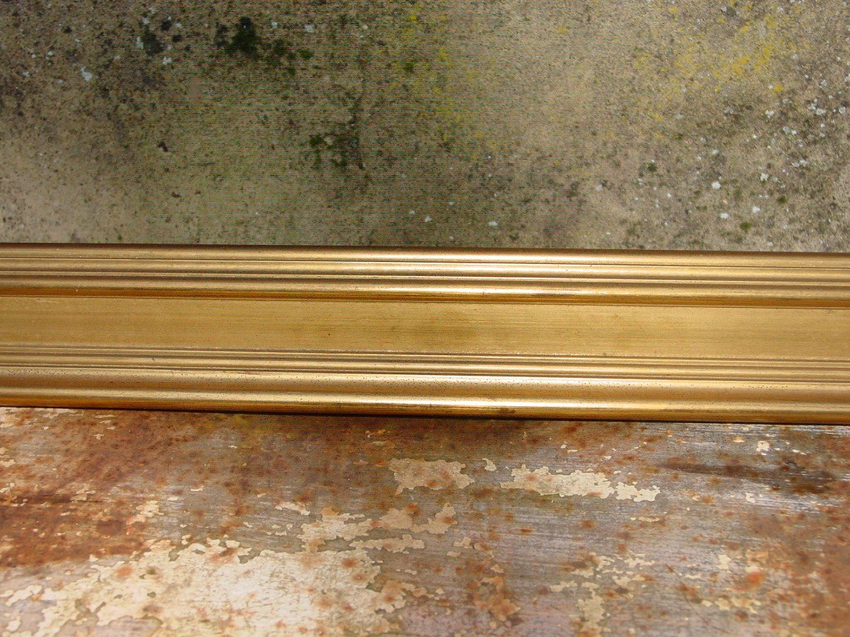Golden Wood Baguette Frame And Lamp, Circa 1950 In Good Condition 66.2 X 43.2 Cm. (useful Dimensions)-photo-4