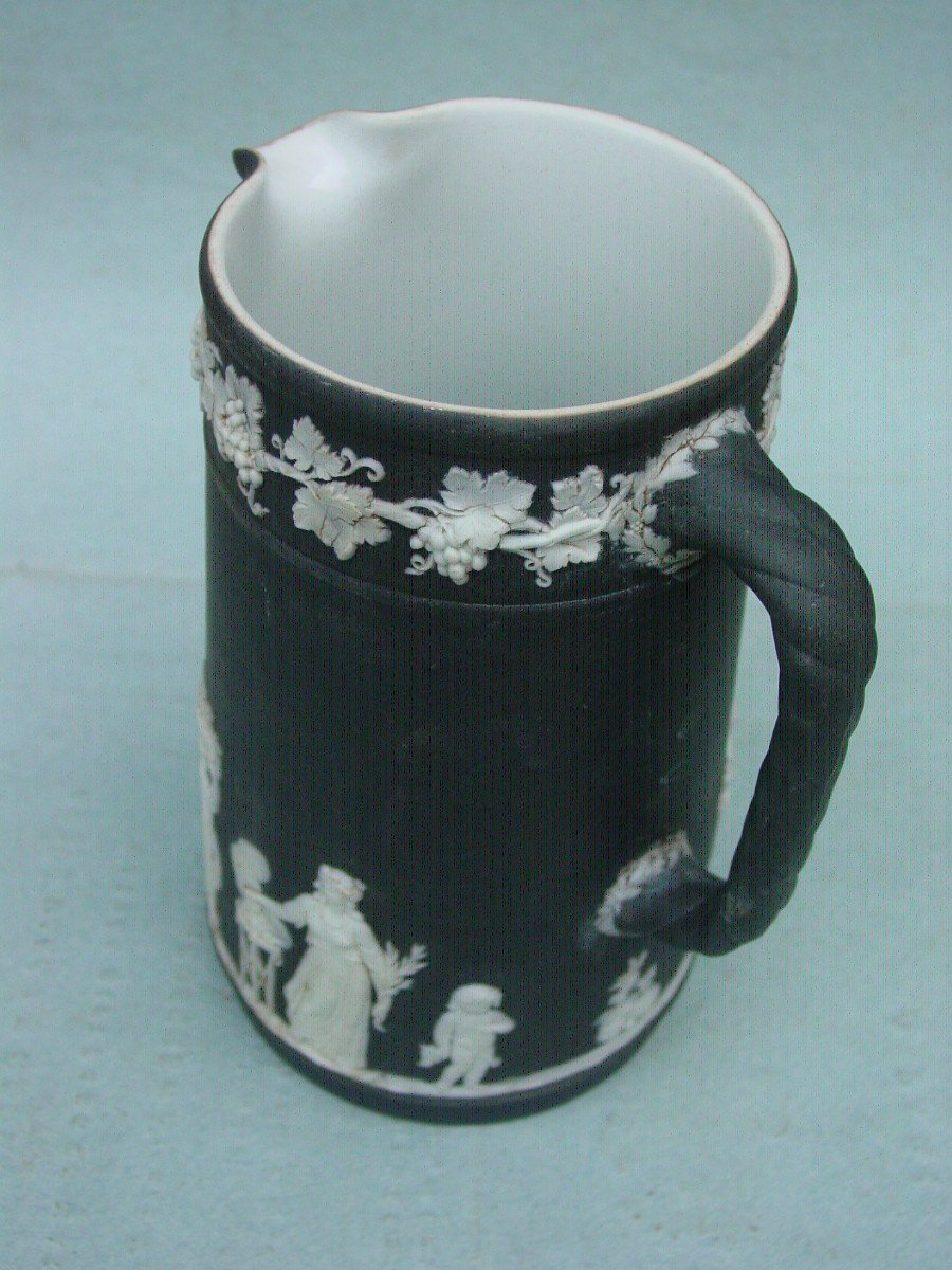 Wedgwood Black Basalt Jasper Large Pitcher 1860-80-photo-3