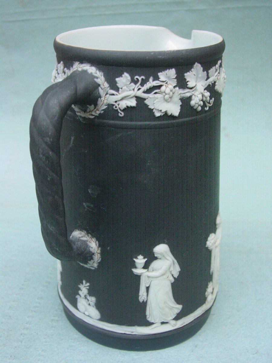 Wedgwood Black Basalt Jasper Large Pitcher 1860-80-photo-4