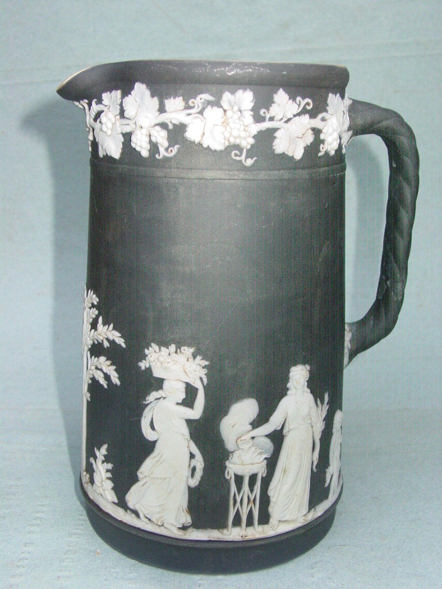 Wedgwood Black Basalt Jasper Large Pitcher 1860-80