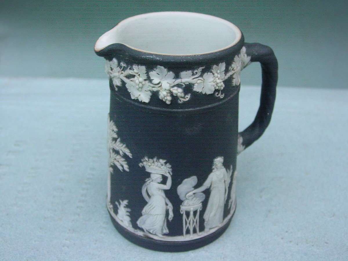 Wedgwood Black Basalt Jasper Pitcher 1860-80 Cream Jug-photo-4