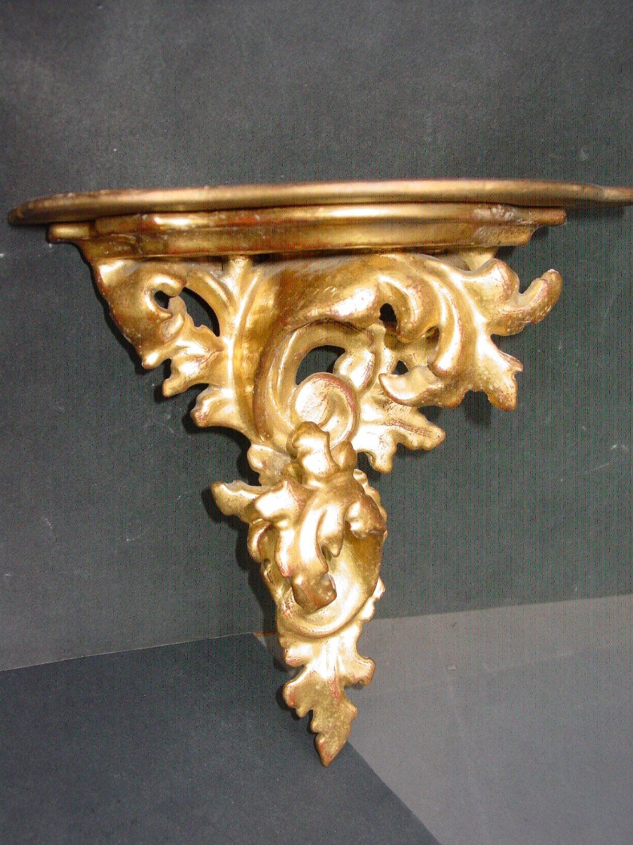 Rocaille Golden Wall Console Italy 1880-photo-2