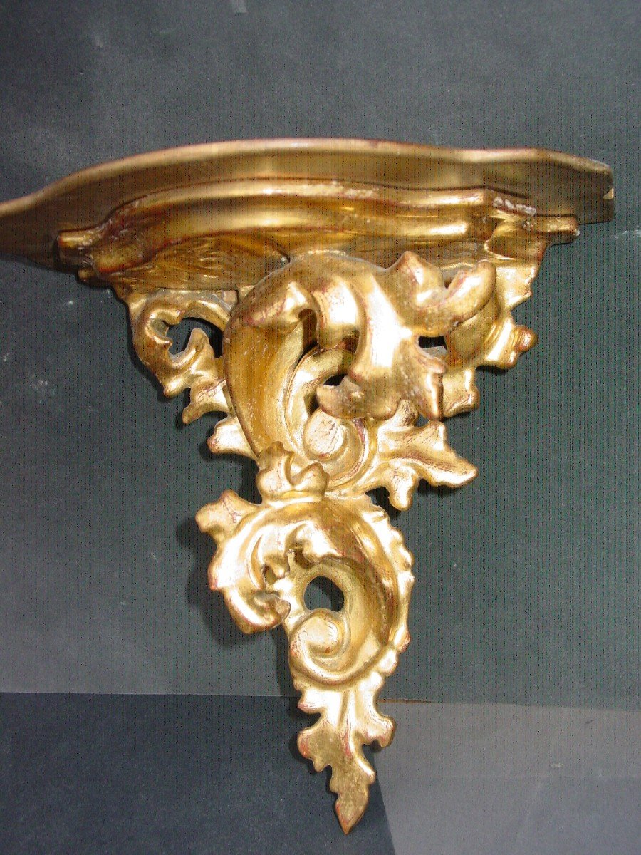 Rocaille Golden Wall Console Italy 1880-photo-3