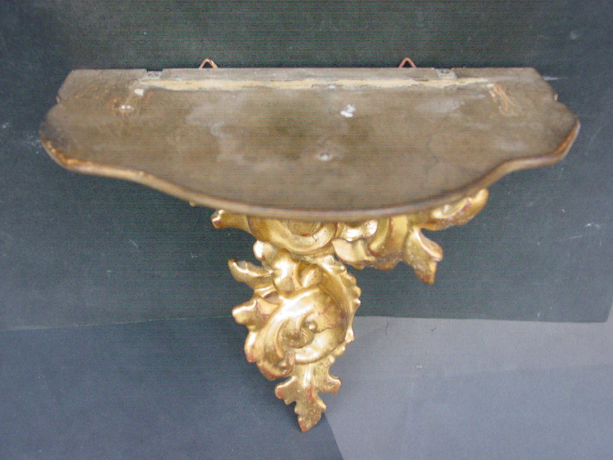 Rocaille Golden Wall Console Italy 1880-photo-1