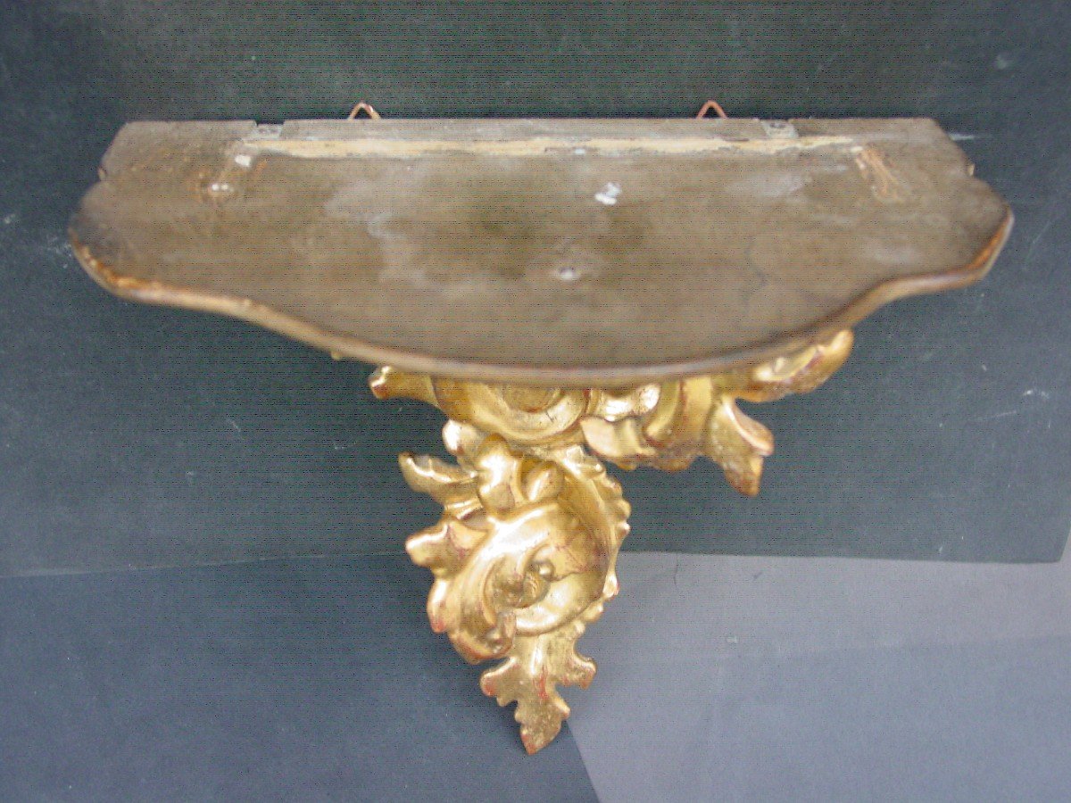 Console Murale Dorée Rocaille Italie 1880-photo-1