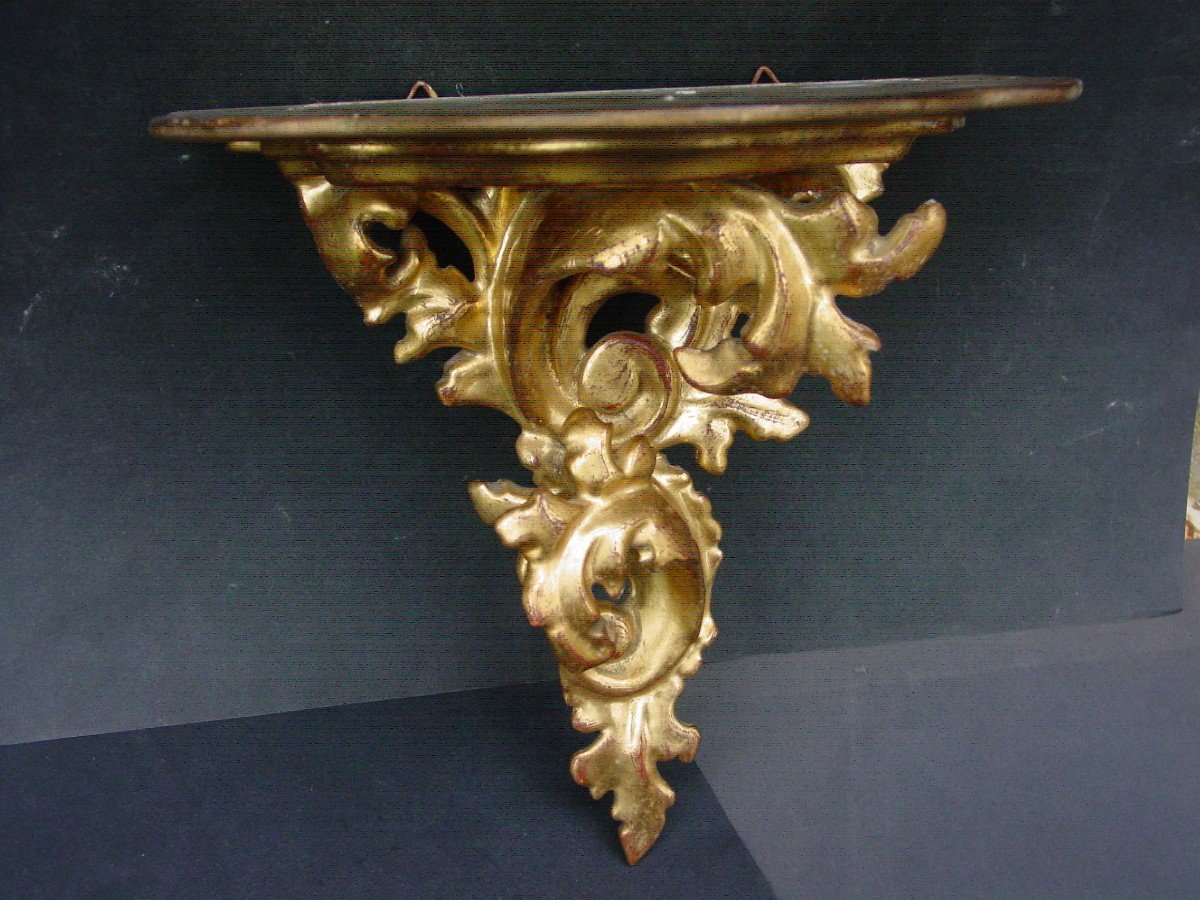 Console Murale Dorée Rocaille Italie 1880