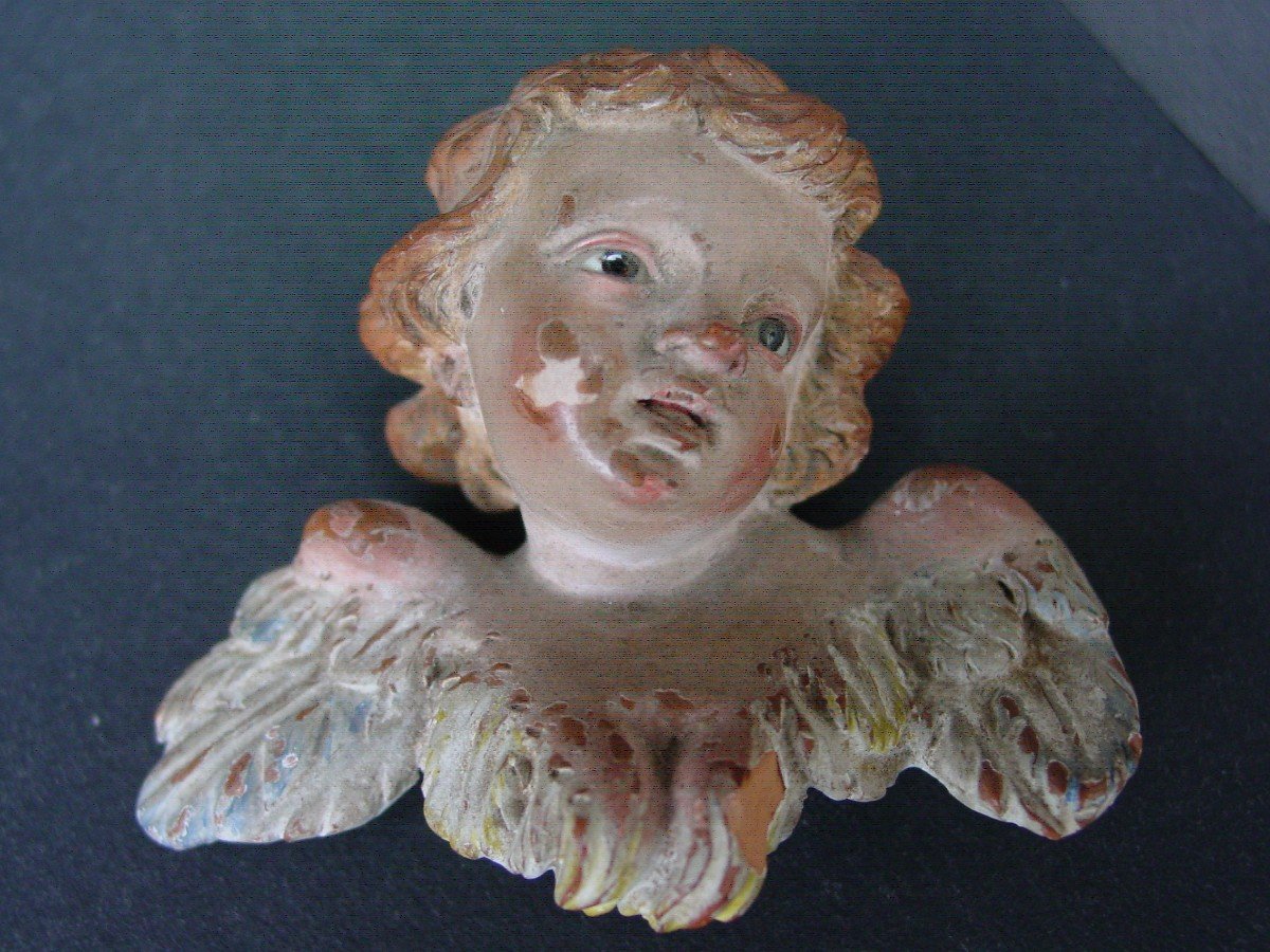 Petit Ange En Terre Polychrome Italie Vers 1800-photo-2