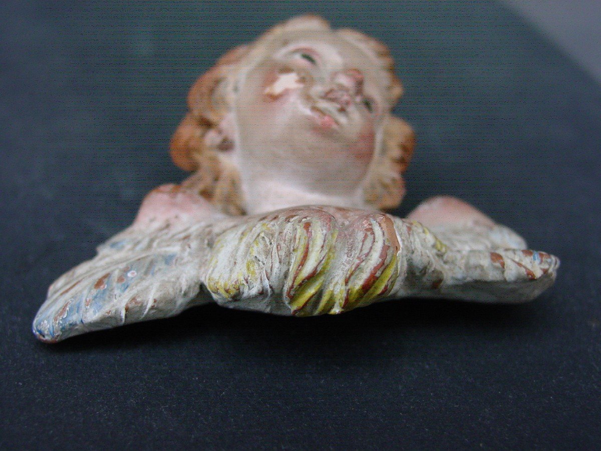 Petit Ange En Terre Polychrome Italie Vers 1800-photo-1