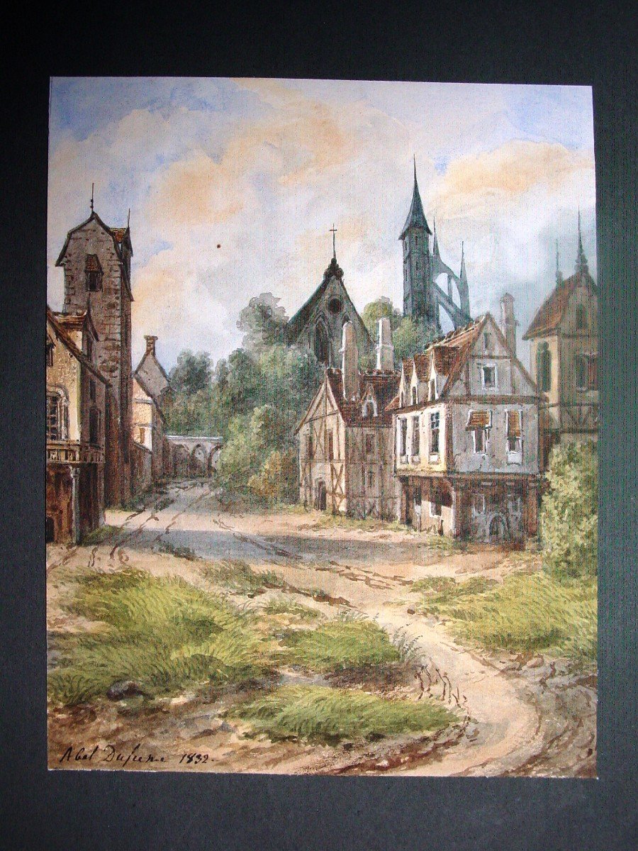 Abel Dufresne - (1788-1862) Watercolor Renaissance Landscape