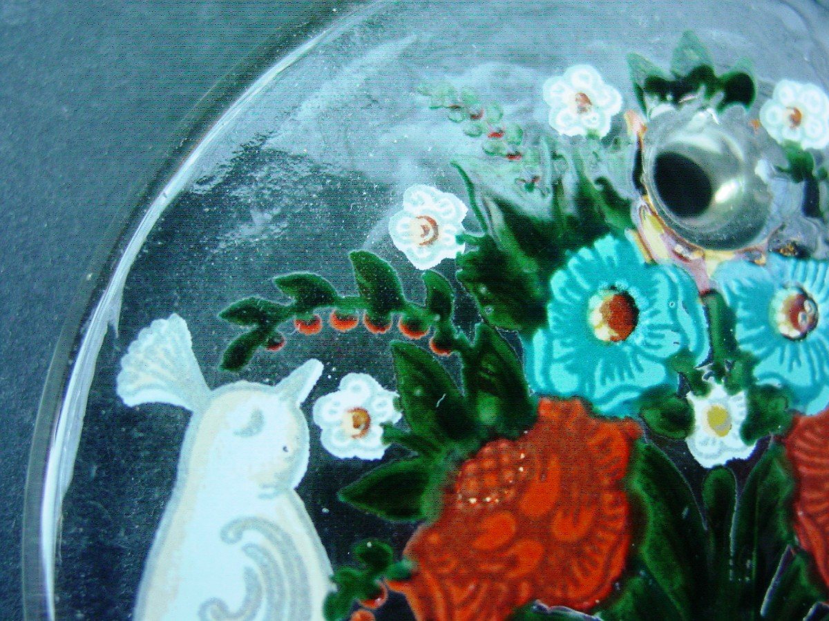 Enamelled Glass Medallion Normandy Wedding From The 19th-photo-3