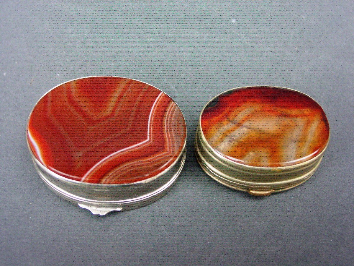 2 Agate Boxes From The 19th Pill, Snuff-photo-2