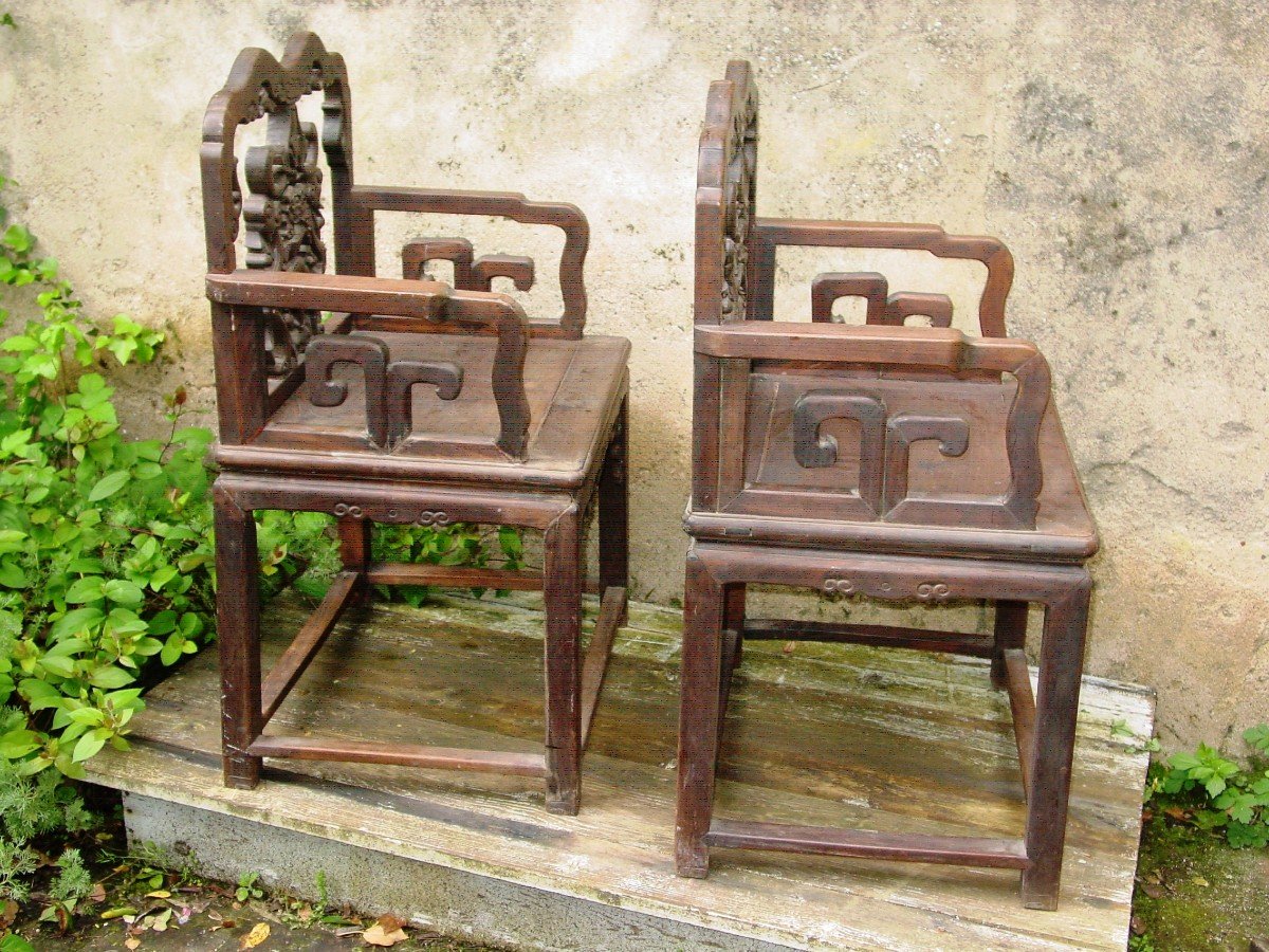 Indochine Pair Of Rosewood Armchairs Circa 1900 Vietnam-photo-8