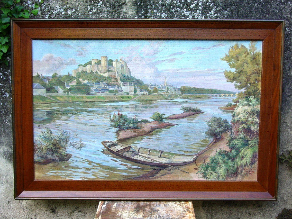 Large Chinon Painting By James C. Richard 1947 Poster