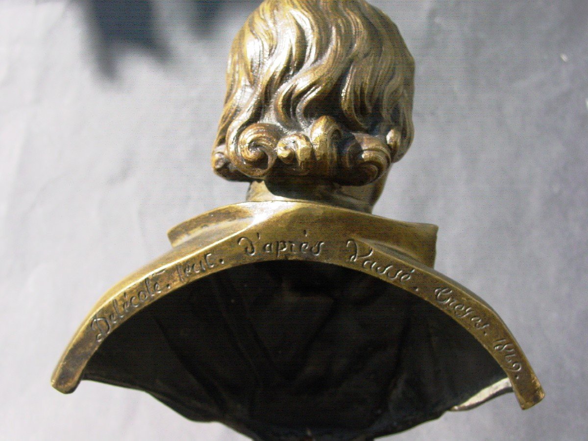 Buste d'écrivain, Penseur:"Dante Alighiéri" 1849 Vassé Delécole-photo-4