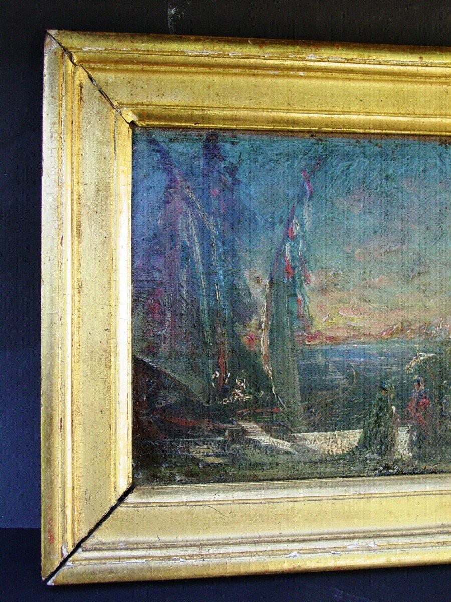 Italian Or Mediterranean Landscape Oil On Panel F. Desportes 1893-photo-2