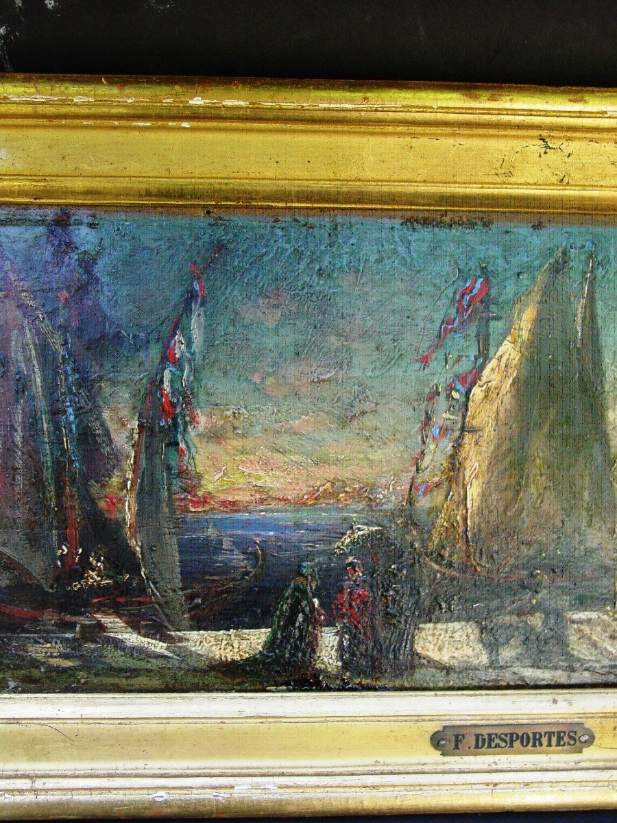 Italian Or Mediterranean Landscape Oil On Panel F. Desportes 1893-photo-3
