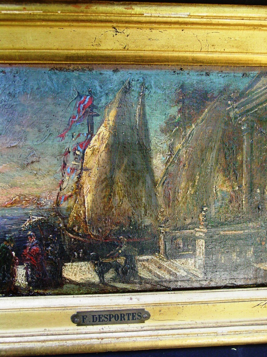 Italian Or Mediterranean Landscape Oil On Panel F. Desportes 1893-photo-4