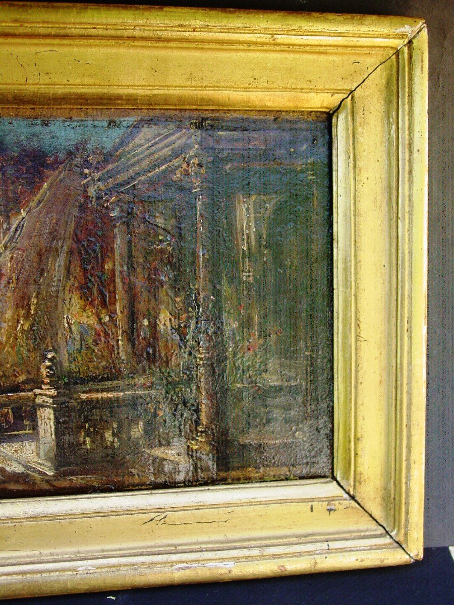 Italian Or Mediterranean Landscape Oil On Panel F. Desportes 1893-photo-1