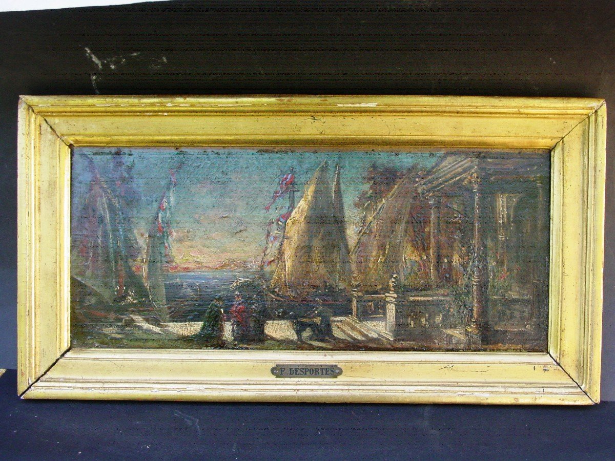 Italian Or Mediterranean Landscape Oil On Panel F. Desportes 1893