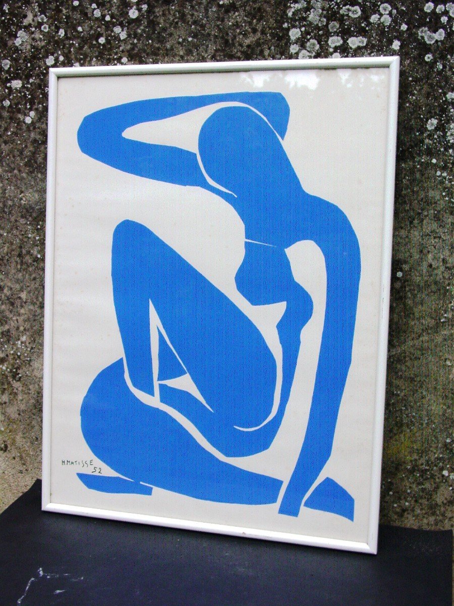 H. Matisse: Estampe Nu Bleu I Encadré d'époque-photo-2