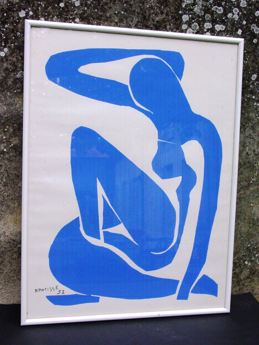 H. Matisse: Estampe Nu Bleu I Encadré d'époque-photo-3