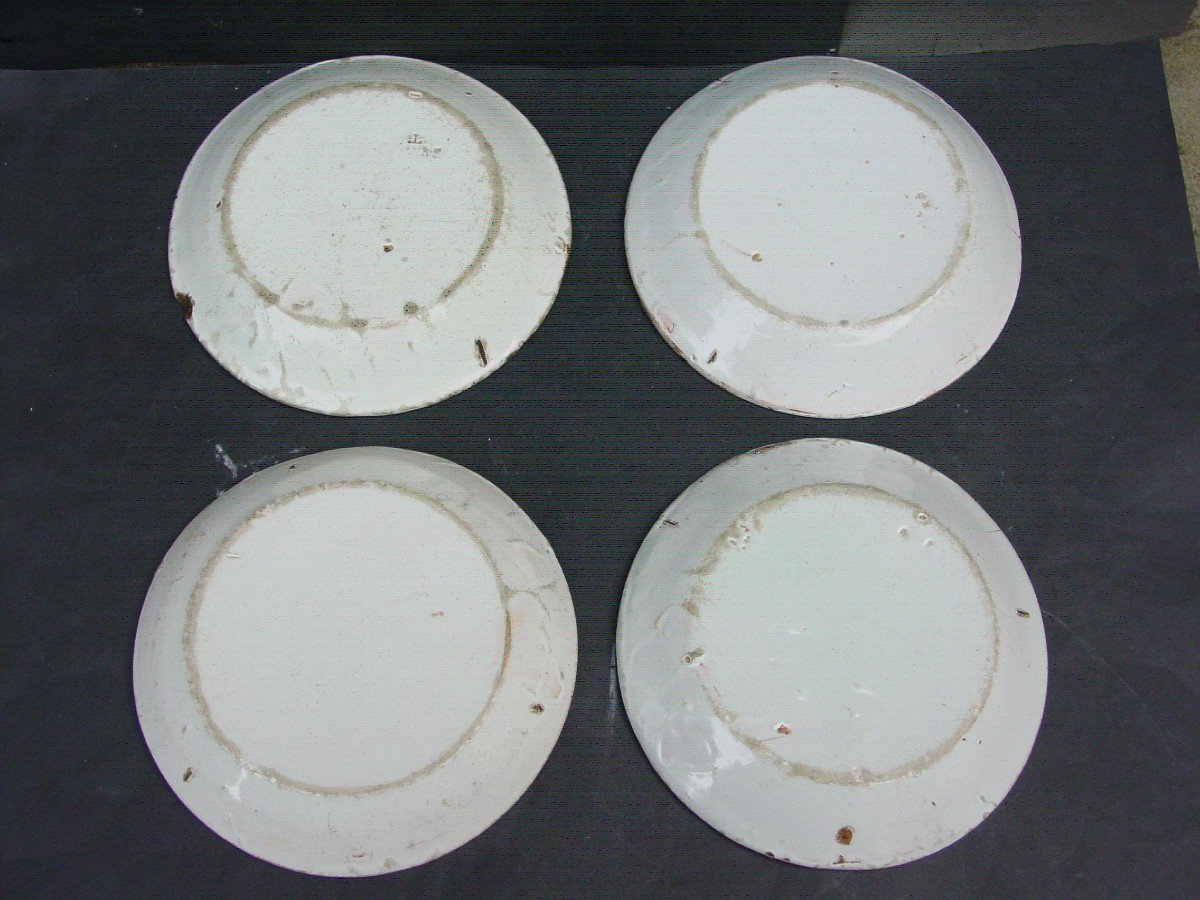 Nevers: Lot Of 4 18-19th Century Earthenware Plates-photo-4