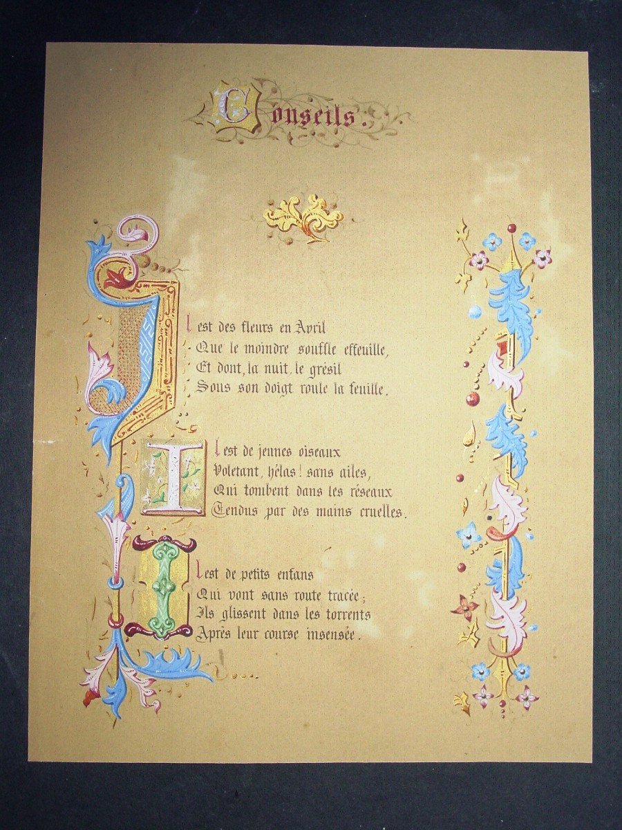 6 Planches d\'Enluminures 1900 Poésies Dont Victor Hugo-photo-2