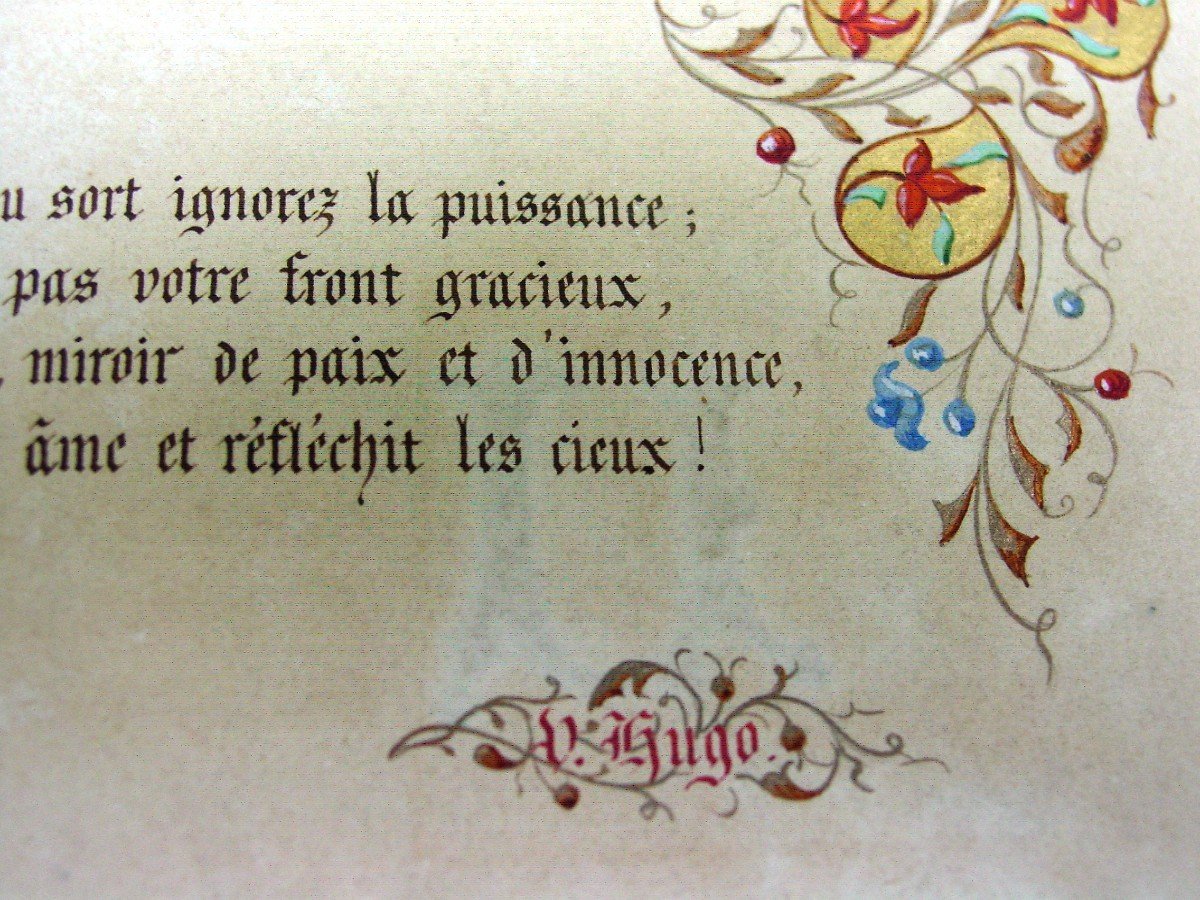 6 Planches d\'Enluminures 1900 Poésies Dont Victor Hugo-photo-4