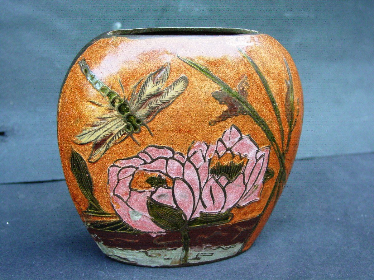 Vase In Cloisonne Enamels Lake Decor