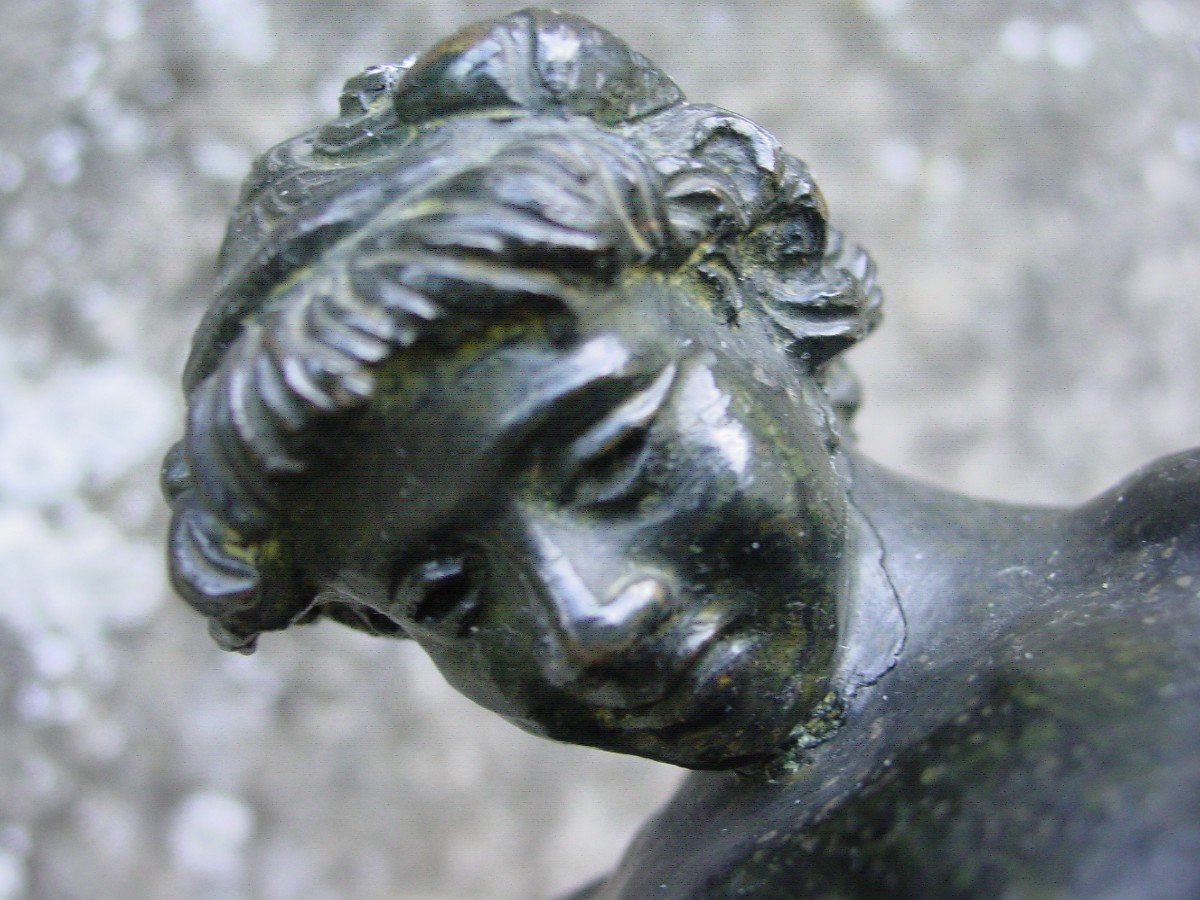 Bronze In The Antique Style: Young Drunk Faun With Wine Bottle Naples Museum-photo-6