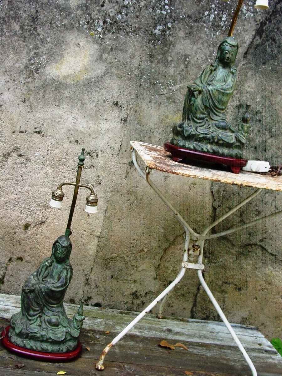 Pair Of Archaic Style Bronze Lamps China Circa 1970-photo-2