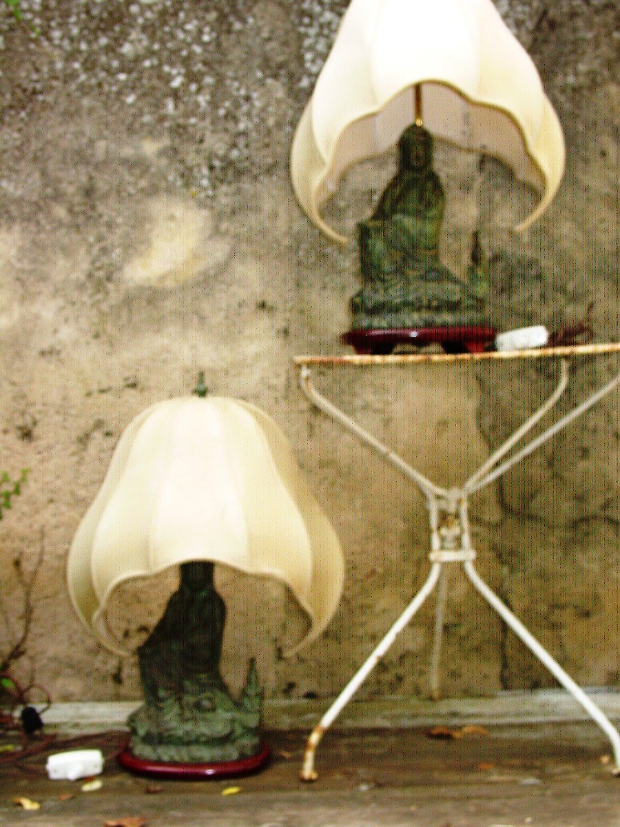 Pair Of Archaic Style Bronze Lamps China Circa 1970-photo-6