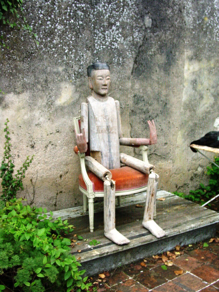 Grand Mannequin, Statue De Procession Chine Du 19ème Siècle En Bois Dur Qing-photo-6