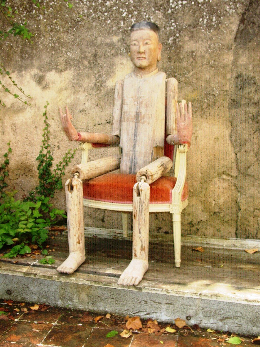 Grand Mannequin, Statue De Procession Chine Du 19ème Siècle En Bois Dur Qing
