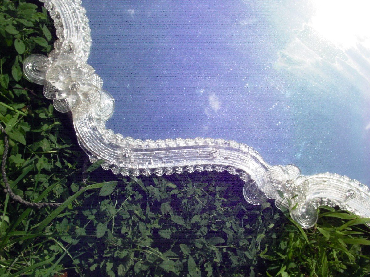 Glace Miroir Venise Murano Milieu 20ème Hauteur 100 cm.-photo-4