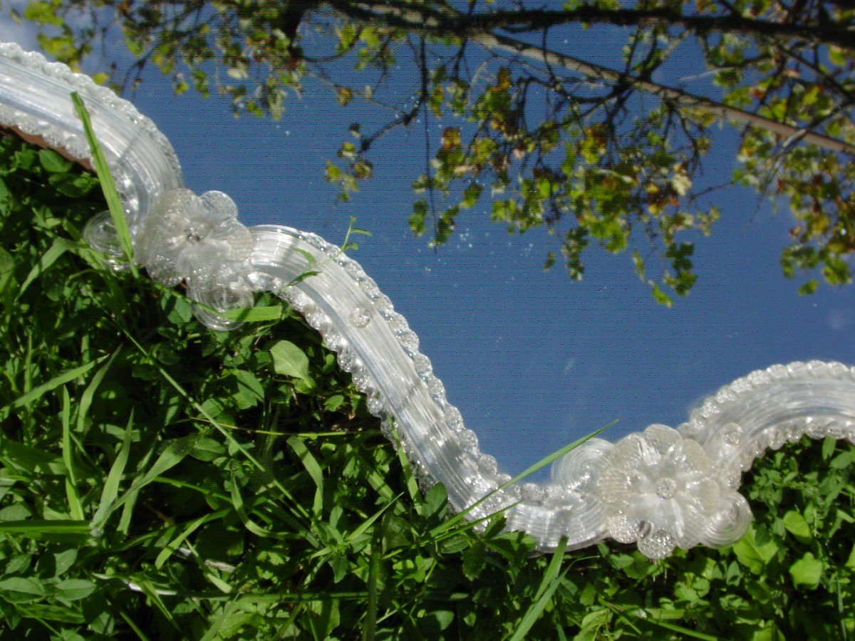 Glace Miroir Venise Murano Milieu 20ème Hauteur 100 cm.-photo-5