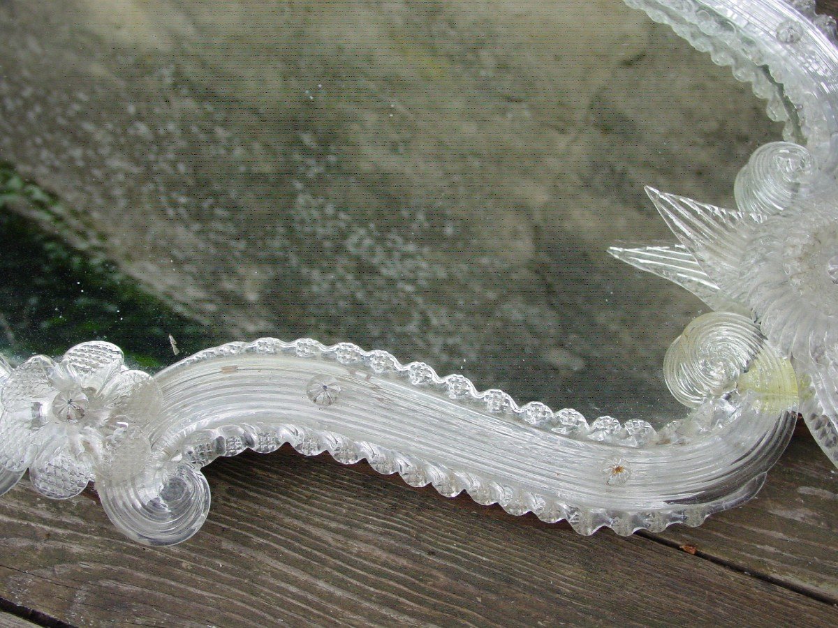 Glace Miroir Venise Murano Milieu 20ème Hauteur 100 cm.-photo-6