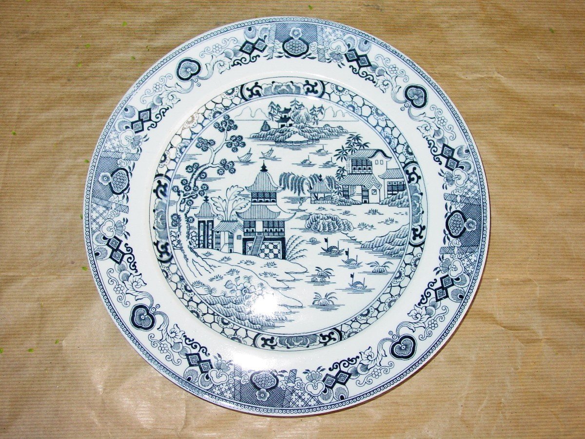 Assiette Ou Plat (27 Cm.)  Porcelaine Ashworth  Brothers Bleue Et Blanc-photo-2