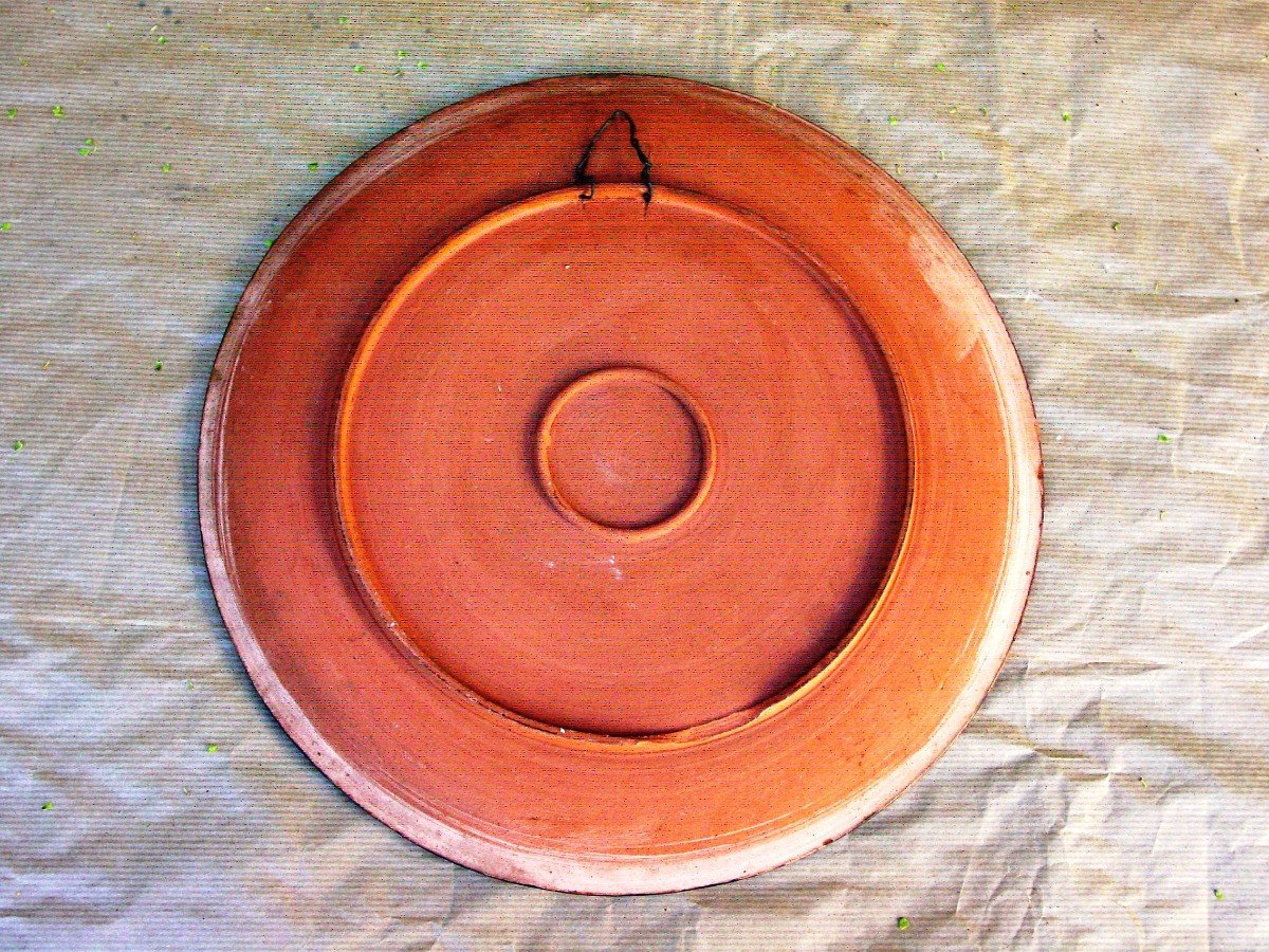 Large Neo-egyptian Glazed Earthen Medallion Late 19th-photo-4