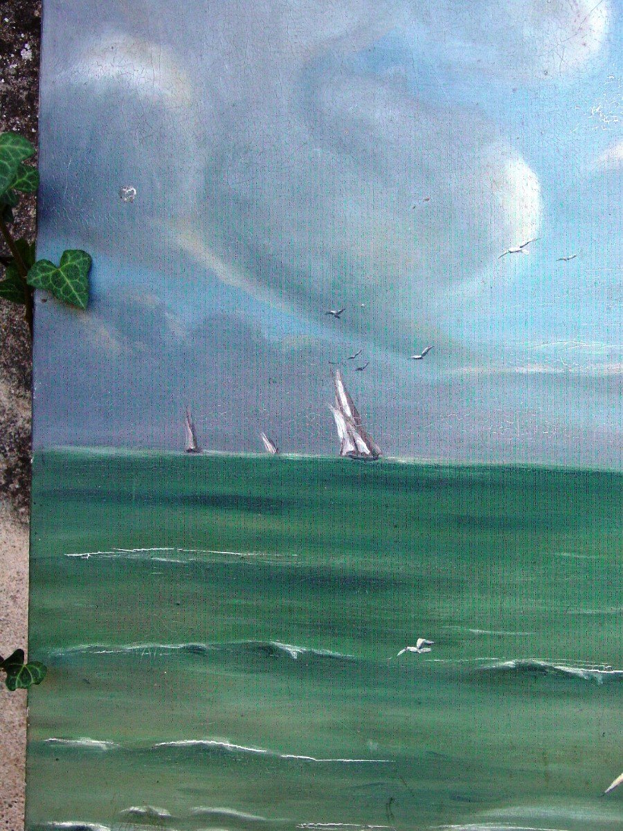Marguerite Dorbritz (1886-?) Large Oil On Canvas Bathers & Friends-photo-4