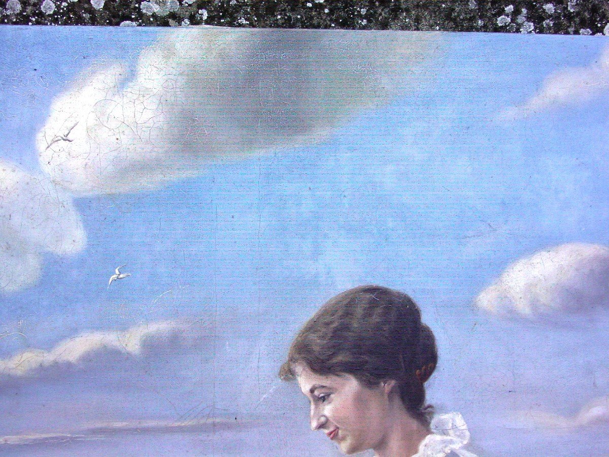 Marguerite Dorbritz (1886-?) Large Oil On Canvas Bathers & Friends-photo-1