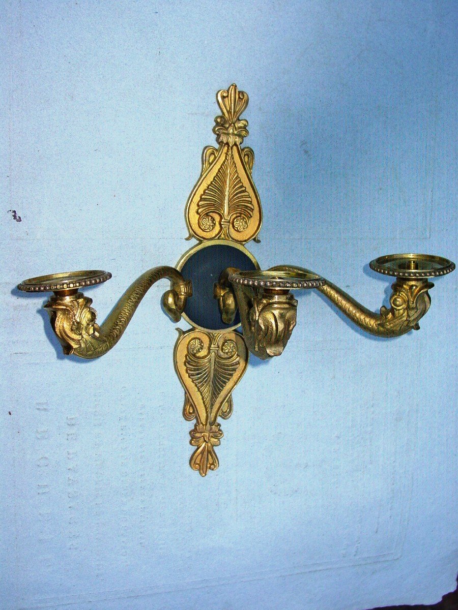 Applique Style Empire 1925 Bronze Doré (l.35 Cm.)-photo-3