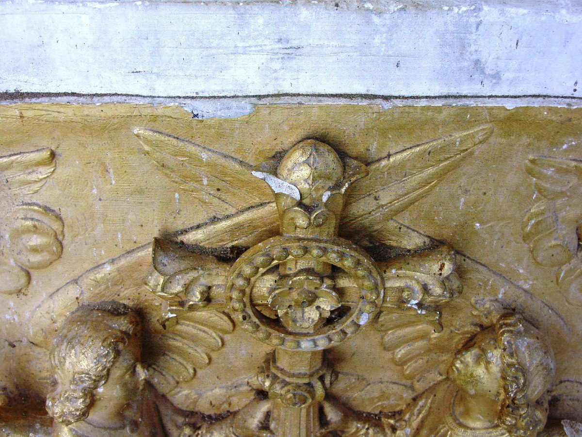 élément De Retable d'Autel Croix Du Christ & Quatre Anges haut relief-photo-3