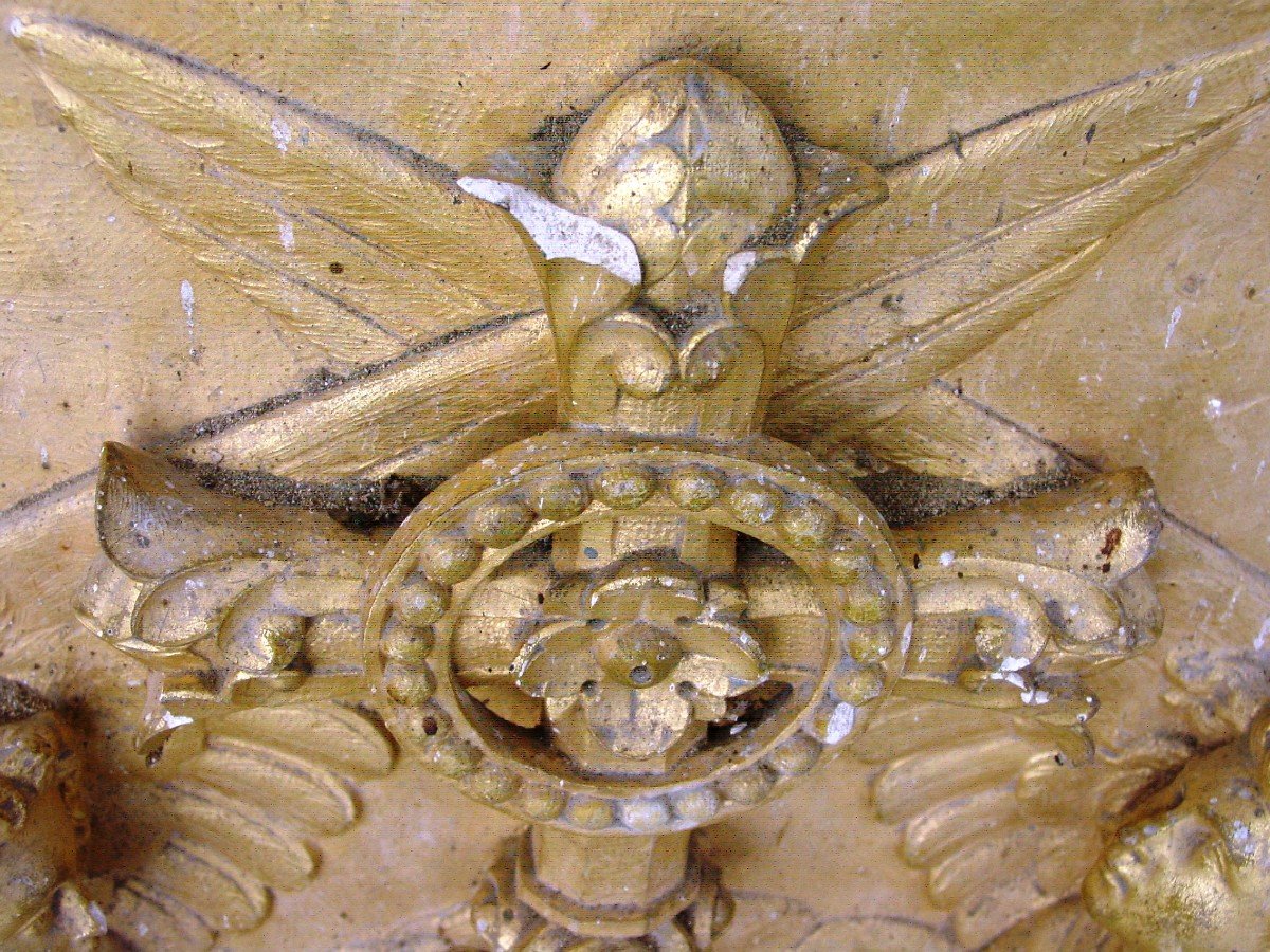 élément De Retable d'Autel Croix Du Christ & Quatre Anges haut relief-photo-7