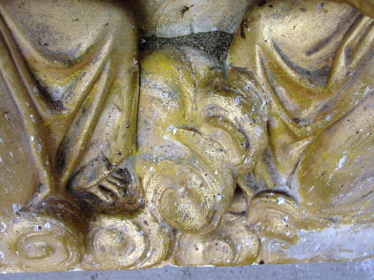 élément De Retable d'Autel Croix Du Christ & Quatre Anges haut relief-photo-8